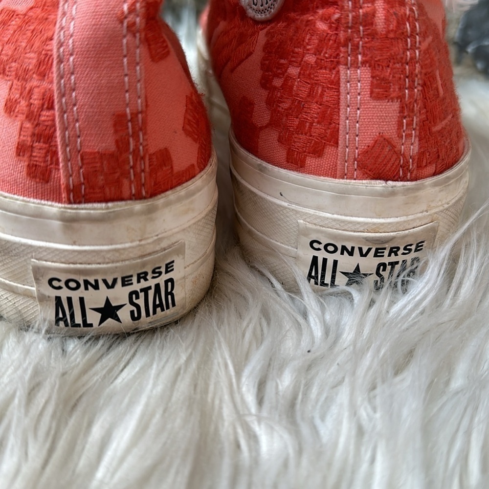 Converse Chuck Taylor Tonal Embroidery Lift Platform Orange Size 8.5 - Picture 7 of 8